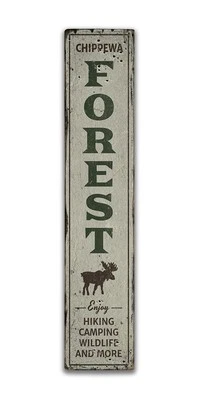 Forest Vertical Vintage Distressed Sign, Personalized Wood Sign - Image 1 of 2