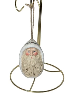 De colección 1995 Walnut Ridge WRC Tiza Blanca con Acebo Santa Adorno de Navidad Foto 1 de 3