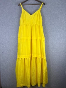 Simply Vera Wang Maxi Dress Women's X-Large Yellow Tiered Summer Cottagecore - Picture 1 of 13