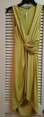 ASOS Lime Green Plunge Twist Midi Dress Size 2 New With Tag - Image 1 of 4