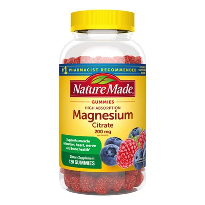 Nature Made Magnesium Citrate Gummies High Absorption 200 mg 120ct LARGE BOTTLE Foto 1 de 3