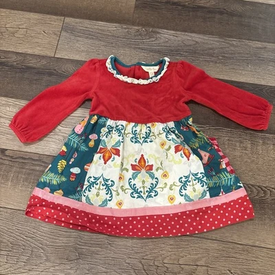 Vestido de Navidad Matilda Jane Happy Holly Daze 12-18 terciopelo rojo bebé niña vacaciones Foto 1 de 4