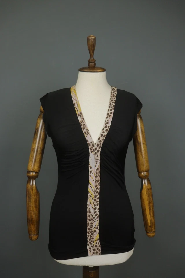 Blusa Pullover Informal Just Cavalli Negra Viscosa Sin Mangas Cuello en V Talla 46 Foto 1 de 4