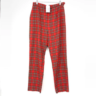 Vintage 90s XOXO Side Zip High Rise Straight Leg Pants Womens Sz 28" Red Plaid - Image 1 of 4