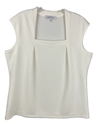 Top Kasper Marfil Crepé Cuello Cuadrado XL Plisado Carrera Oficina Grapa Minimalista Foto 1 de 4