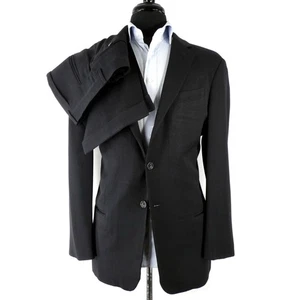 Vintage GIORGIO ARMANI Black Label Wool Silk Charcoal Suit 40 R US 50 IT - Picture 1 of 23