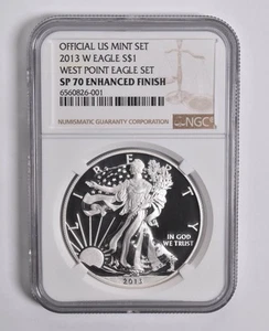 2013-W SP70 ENHANCED Finish American Silver Eagle West Point NGC Brown Lbl *8023 - Picture 1 of 5