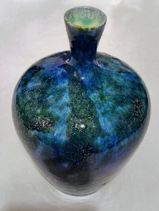 Vintage Blue & Brown Swirl Vase - 8x5 - Picture 1 of 8
