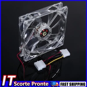 Luce LED CPU Ventola di raffreddamento Computer PC Custodia trasparente Quad 12C - Photo 1/6