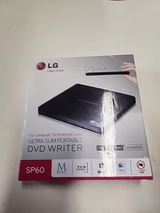 LG SP60 Ultra Slim Portable External Drive DVD Writer Mac & Windows Compatible - Picture 1 of 3