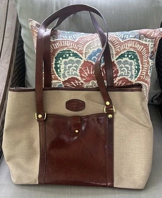 Bolso de Mano Oroton Australia de Lona y Cuero Foto 1 de 4