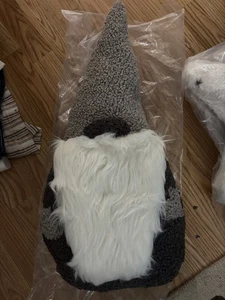 NEW POTTERY BARN Clarke Gnome Shape Pillow  Charcoal NWT-25" Festive  CHRISTMAS - Picture 1 of 2