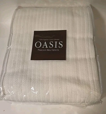 Peacock Alley WHITE Waffle Blanket Oasis King 100% Cotton 108” x 90” NEW - Image 1 of 4