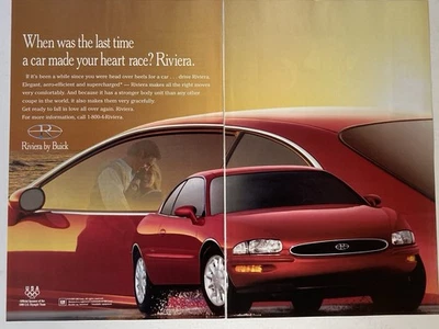 1996 Buick Riviera Supercharged Two Page Print Ad Last Time Heart Race - Image 1 of 3