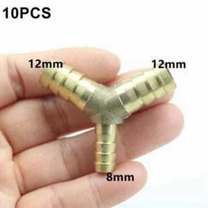 10PCS 1/2" X 5/16" X 1/2" |12mm 8mm 12mm Y 3-Way Brass Fitting Hose Barb Reducer - Picture 1 of 4