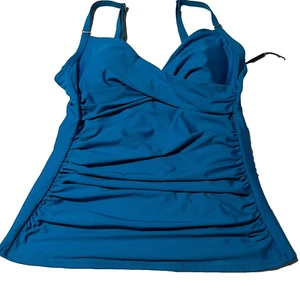 Calvin Klein Women's Blue Twist Ruched Tummy Control Tankini Swim Top Size Small - Picture 1 of 3