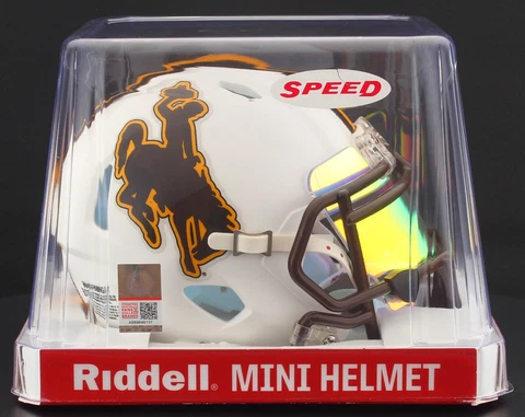 WYOMING COWBOYS NCAA Riddell SPEED Mini Football Helmet w/ EYE SHIELD VISOR Cover