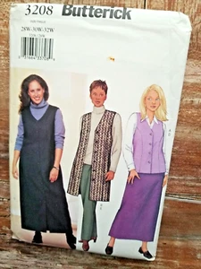 Butterick Sewing Pattern 3208 Misses Jumper Vest Skirt Pants Sizes 28W-32W Uncut - Picture 1 of 2
