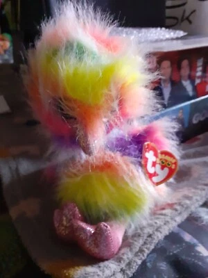 Ty Beanie Boos Asha the Rainbow Ostrich, Small Plush Soft Toy, BNWT - Image 1 of 4