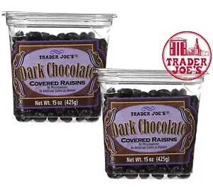 2 Packs Trader Joe's Dark Chocolate Covered Raisins 15 oz - Picture 1 of 3