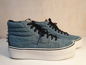 Vans SK8 Hi Denim scarpe da ginnastica alte platform borchie a punta TC6D UK 6,5 EU 40 - Foto 1 di 12
