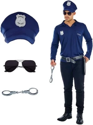 Kit de uniforme de policía para hombre para adulto disfraz de oficial de policía talla única Halloween Foto 1 de 4