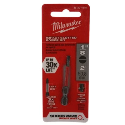 Milwaukee 48-32-4916 SHOCKWAVE Impact Slotted 1/8" Power Bit, SL#6, 2" Length - Image 1 of 4