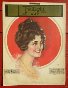 Partitura musical de Rolf Armstrong 1920 - Twilight Guy - cabeza afilada de dama de los años 20 - Imagen 1 de 2