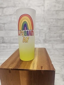 Lesbian AF Shot Glass LGBTQ Glass 4" Tall Rainbow - Bild 1 von 4