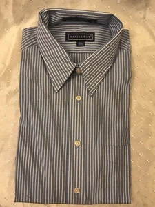 Camisa para hombre Savile Row manga larga con botones a rayas delanteras 16 1/2 - Imagen 1 de 9