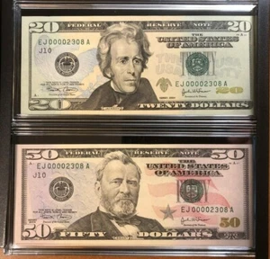 Kansas City Evolutions Series 2004 $20 & $50 Matching Low Serial - COA , &Box - Picture 1 of 5