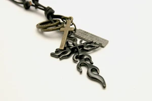 Men's Metal Rings Crown Dog TAG Leather Cross Mens Necklaces (US Seller) - Picture 1 of 1