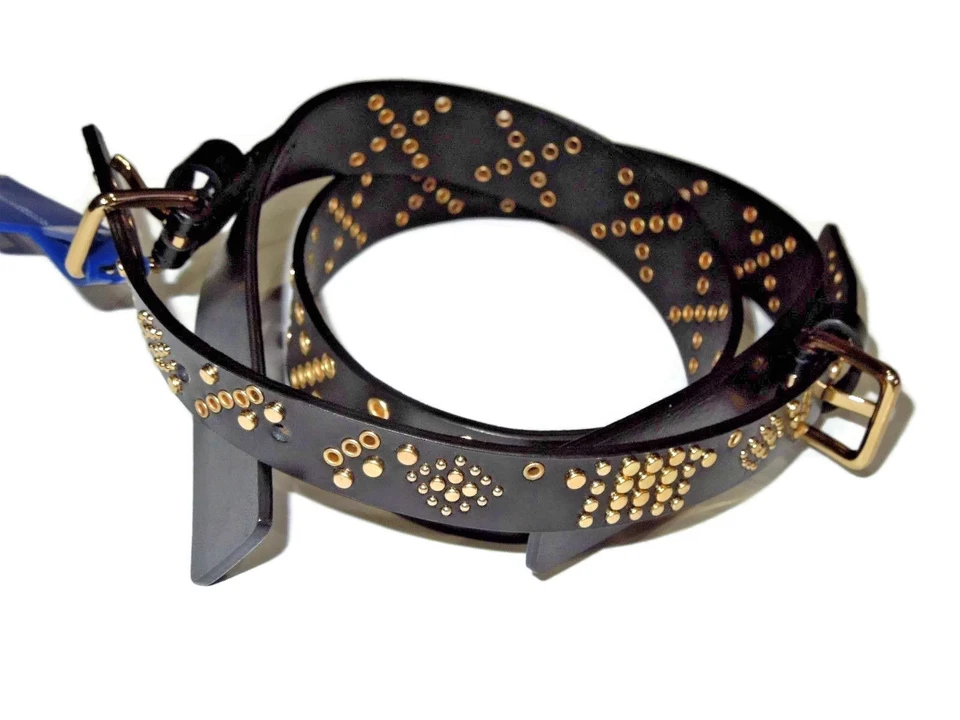 Rebecca Minkoff Black Leather Grommet Accent Belt Size Medium Retail