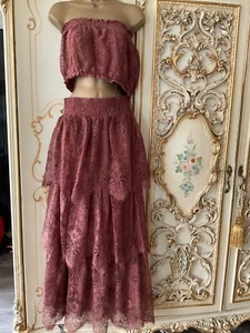 H&M layered skirt suit bronze lace effect wedding evening 8-10 - Picture 1 of 9