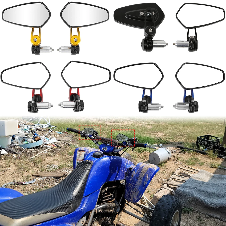 Espejos retrovisores laterales de barra de moto de 7/8" para Yamaha Raptor 350 250 125 110 90 Foto 1 de 4