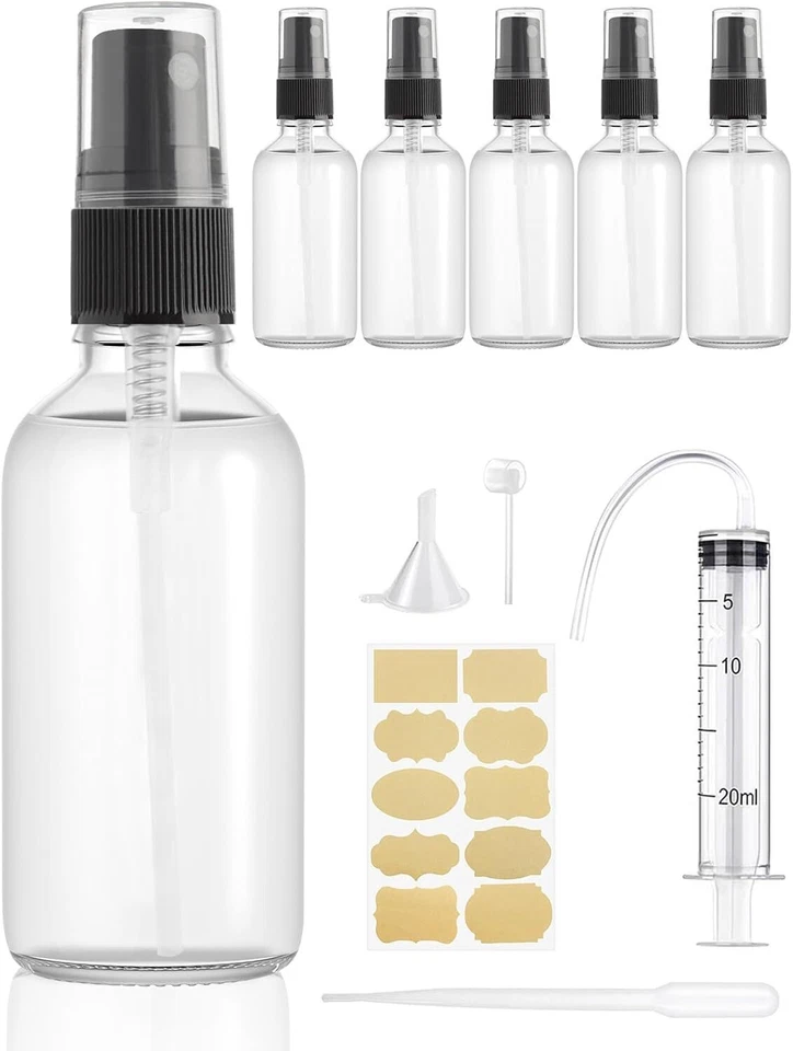 6 x 50ml 100ml Sprühflaschen aus Glas Pumpspray Glasflasche Zerstäuber Sprühkopf - Bild 1 von 4