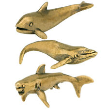  3 Pcs Brass Shark Ornament Office Dolphin Decor Delicate Whales Statue