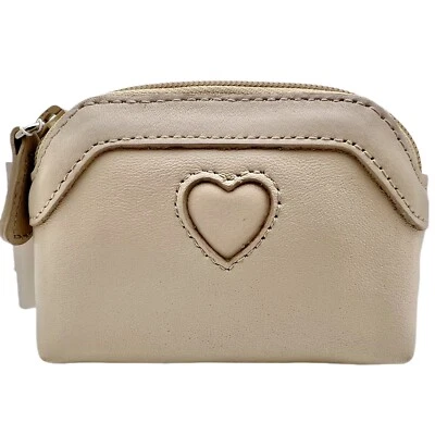 New Brighton Beige Heart Leather Coin Purse Change Purse NWT - Image 1 of 3