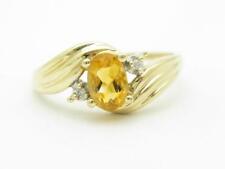 14k Yellow Gold Diamonds & Citrine Vintage Halo Design Band Ring Size 7 Gift