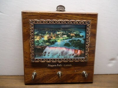 Organizador de llaves de madera de las Cataratas del Niágara vintage colgante de pared recuerdo coleccionable Foto 1 de 4