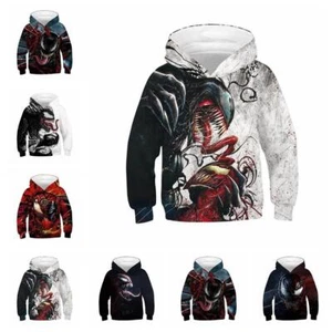 Kids Boys Hoodies Hooded Coat Sweatshirt Tops Jackets Venom Girls Outwear 5-14Y - Picture 1 of 21