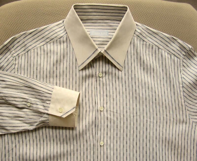 $750 CAMISA DE VESTIR STEFANO RICCI BAMBÚ RAYAS ALGODÓN ITALIA 16 1/2 X 35 1/2 Foto 1 de 4