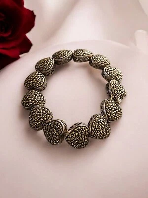 Pulsera de plata de ley y marcasita SweetHeart Eternity - longitud 7,5" Foto 1 de 4