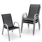 Patijoy Set Of 4 Patio Dining Chairs Stackable Armrest Space Saving Garden Black
