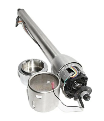 32" GM Style Universal Floor Shift Steering Column+9 holes Wheel Adapter Silver - Image 1 of 4