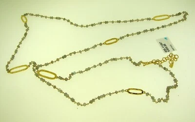 NINA NGUYEN STERLING SILVER VERMEIL NECKLACE LABRADORITE BEADS 36" RETAIL $360 - Image 1 of 4