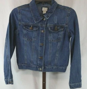 Forever 21 Juniors Ladies Blue Denim Cropped Short Jean Jacket Size 13-14/L - Picture 1 of 3