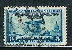 US Year of 1928 Globe and Modern Airplane Stamp Scott# 650 (Used), - Picture 1 of 2