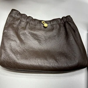 Vintage 80s Clutch Purse Brown And Handbag Hinged Opening - Picture 1 of 12