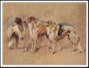 BORZOI DOGS LOVELY VINTAGE STYLE A4 SIZE DOG ART PRINT POSTER - Picture 1 of 1